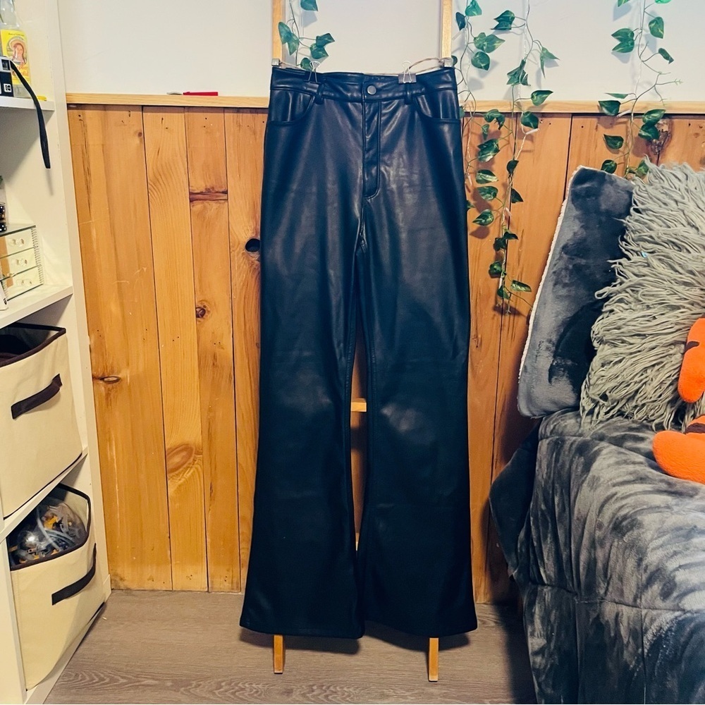 DYNAMITE  black flared faux leather pants size 6 in great condition!
